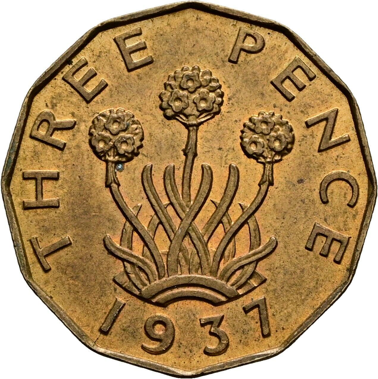 3 Pence Georg VI. (1936-1952) 1937 – Rückseite