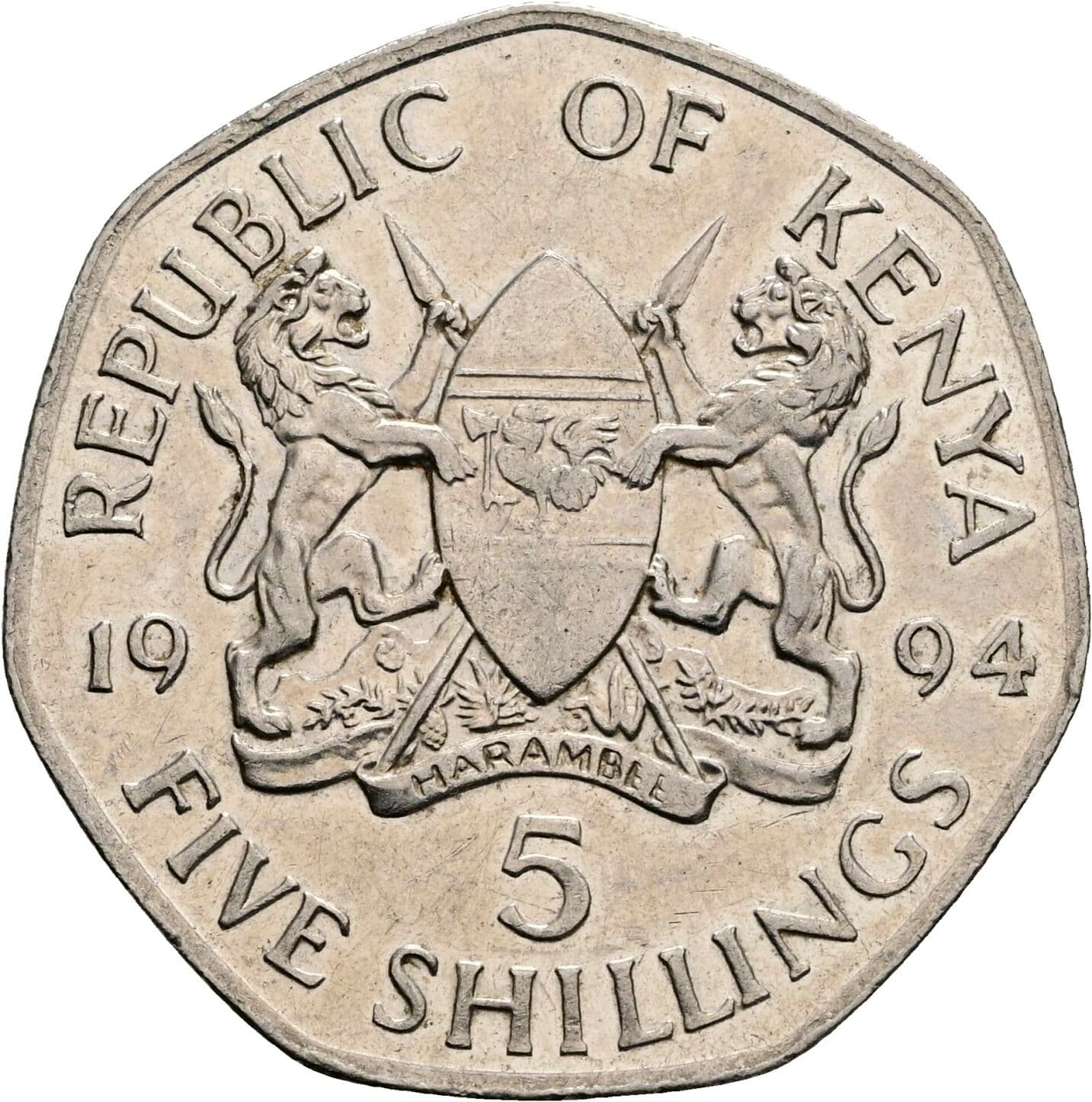 5 Shillings 1994 – Rückseite