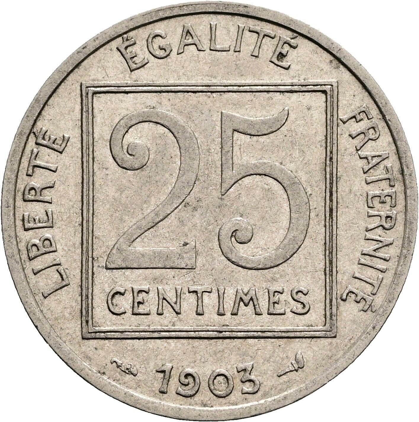 25 Centimes 1903 – Vorderseite