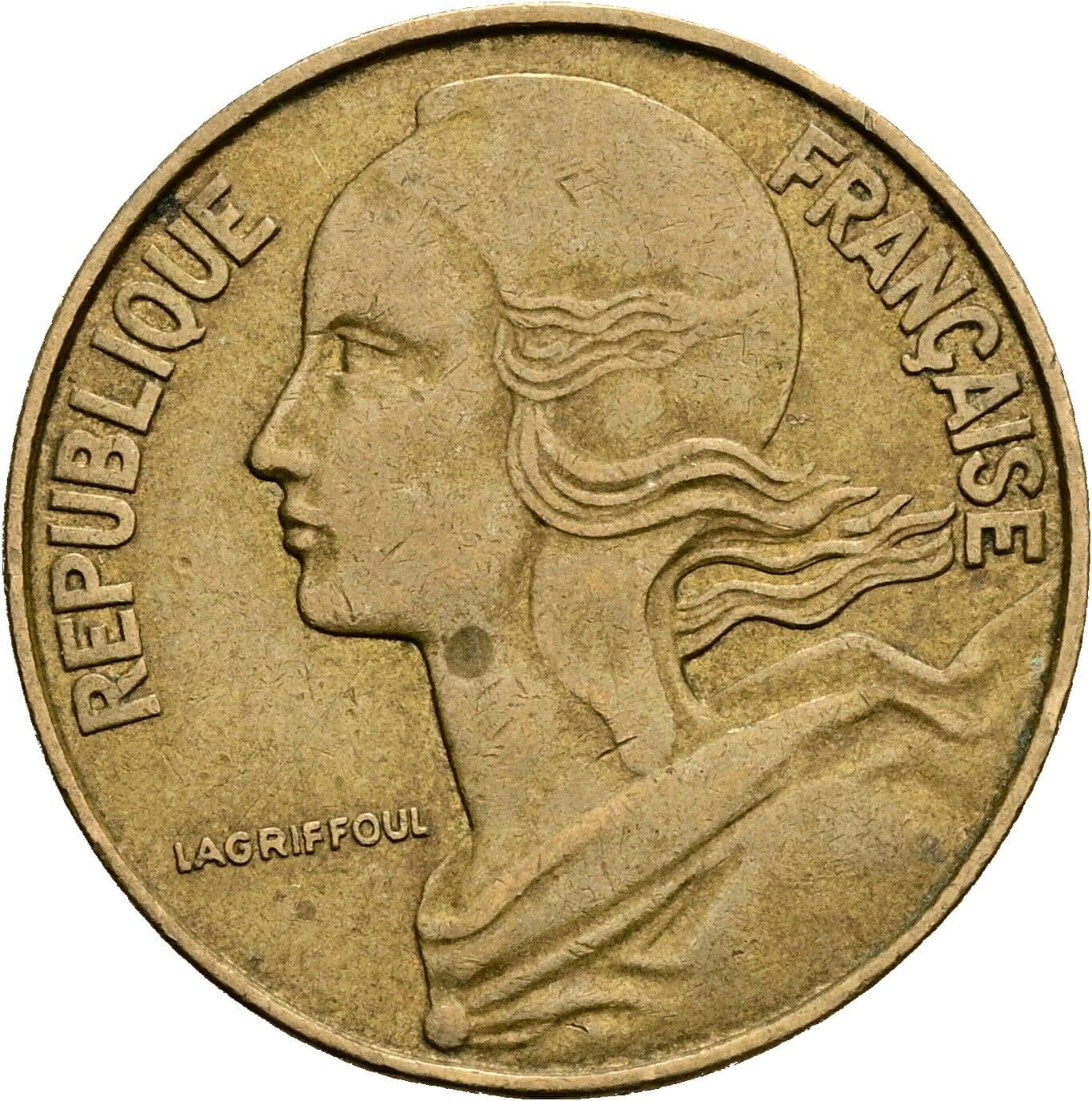 20 Centimes 1967 – Vorderseite