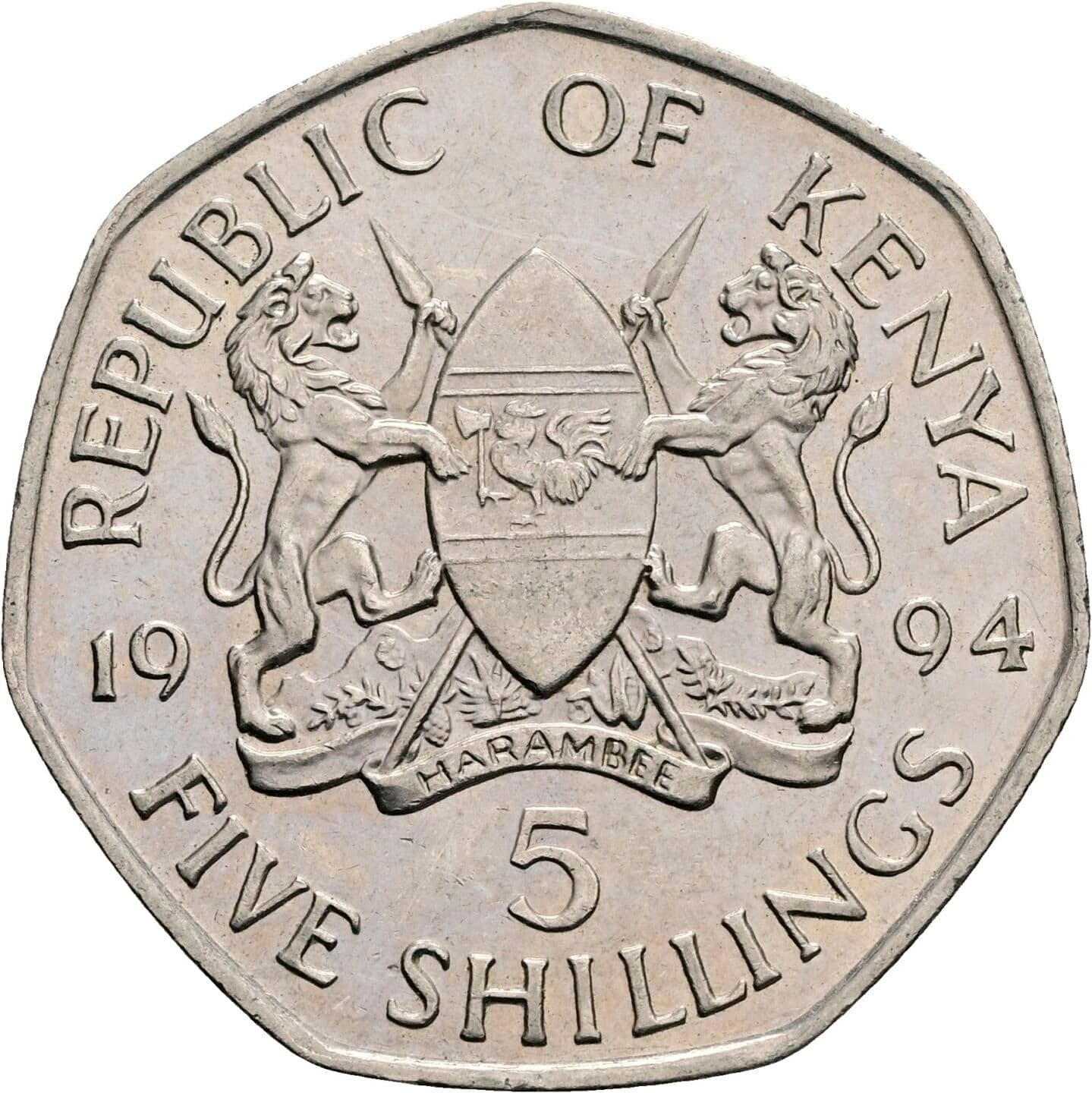 5 Shillings 1994 – Rückseite