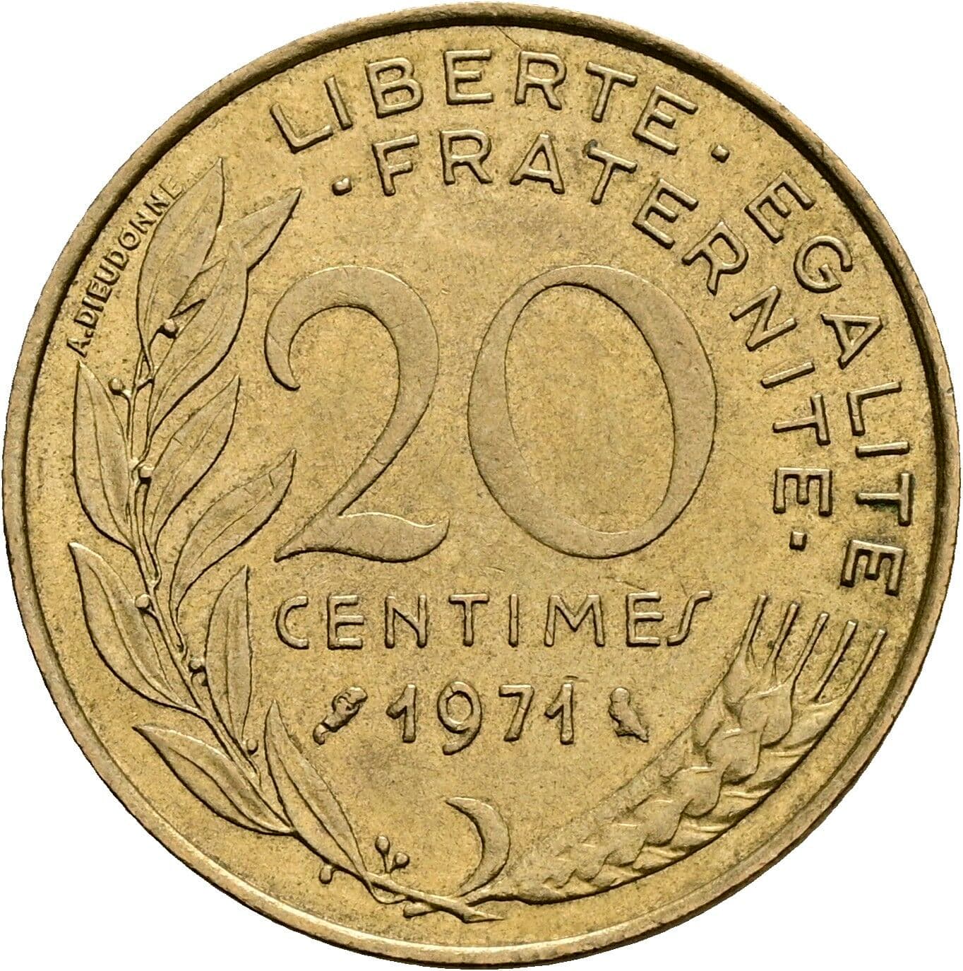 20 Centimes 1971 – Vorderseite