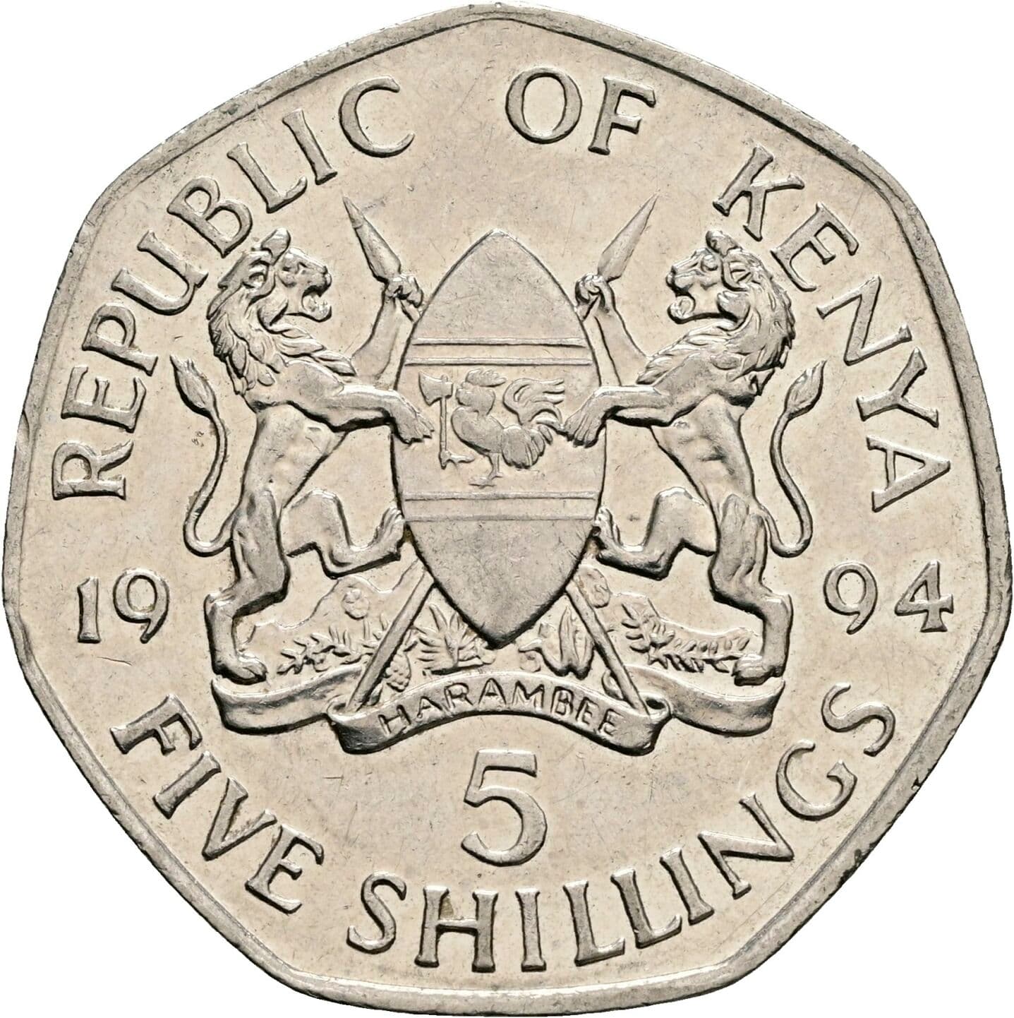 5 Shillings 1994 – Rückseite