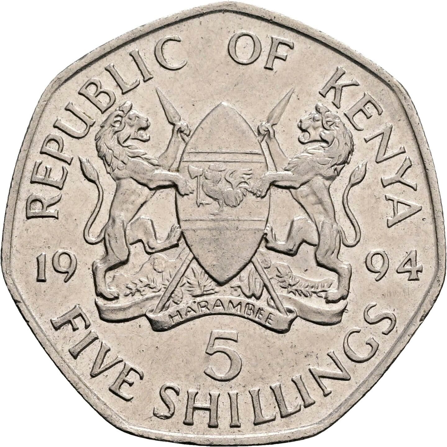 5 Shillings 1994 – Rückseite