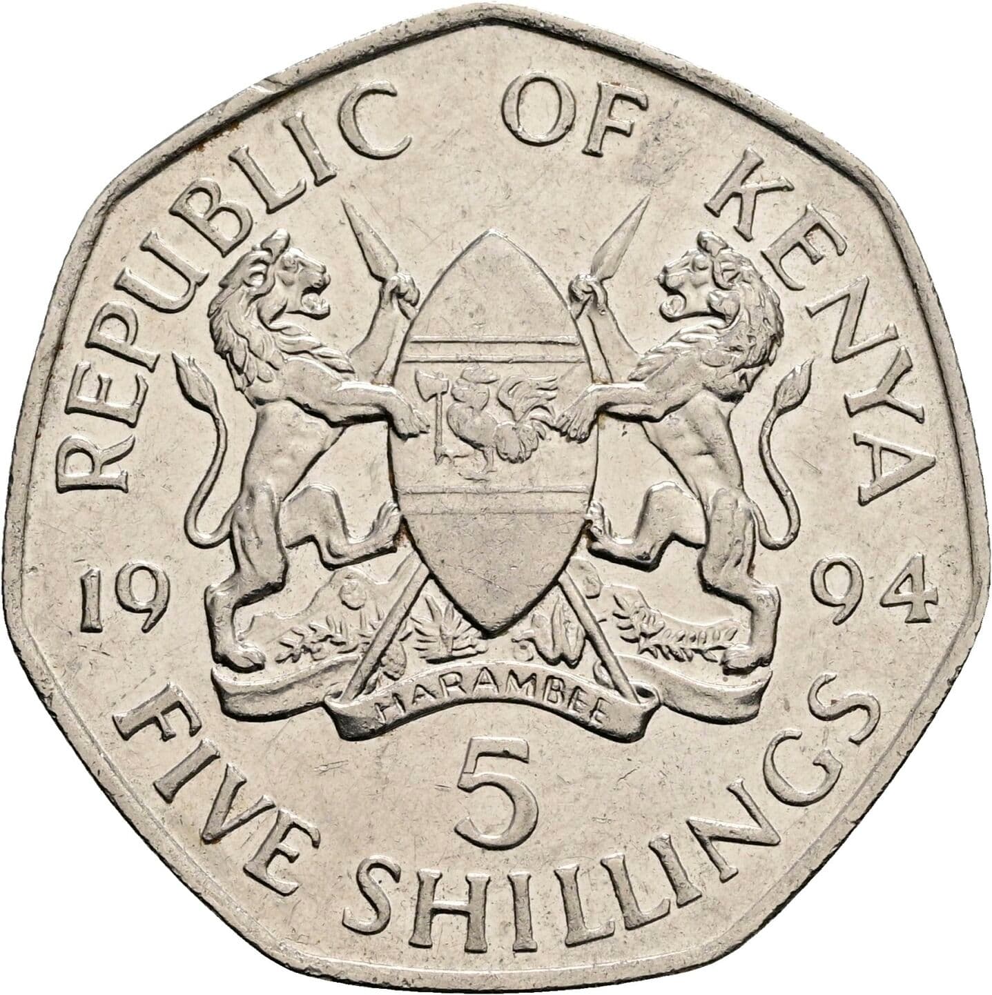 5 Shillings 1994 – Rückseite