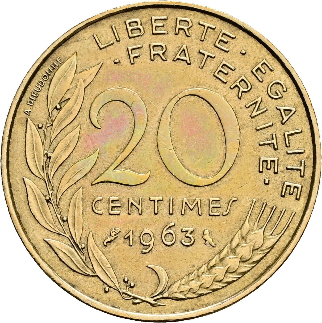 20 Centimes 1963 – Vorderseite