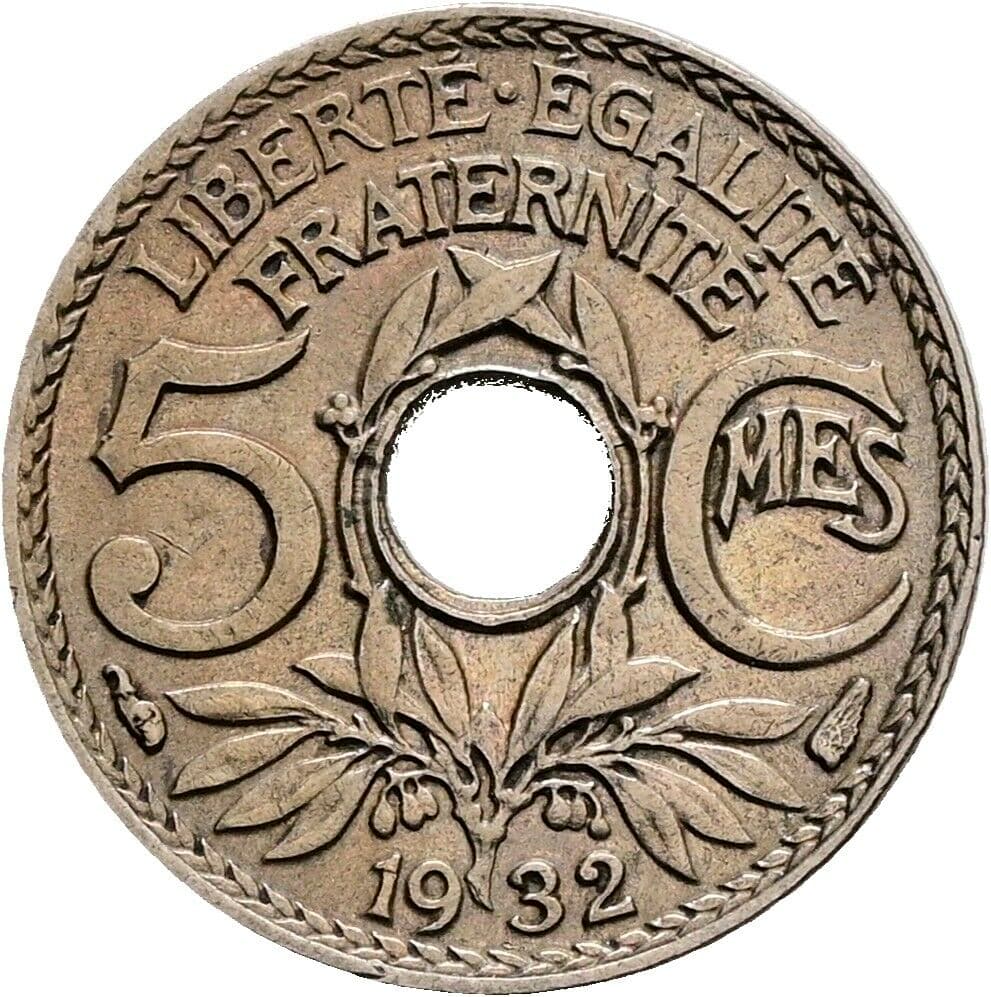 5 Centimes 1932 – Vorderseite