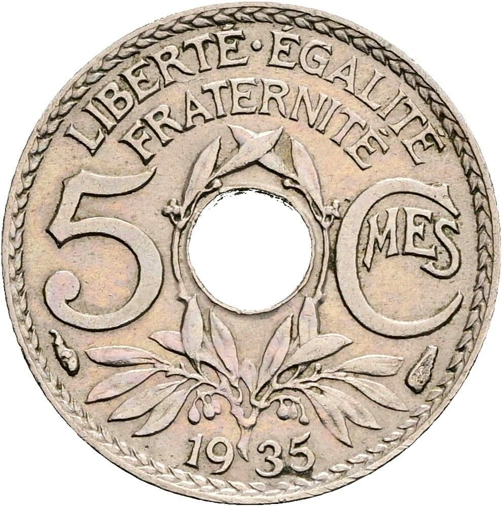 5 Centimes 1935 – Vorderseite