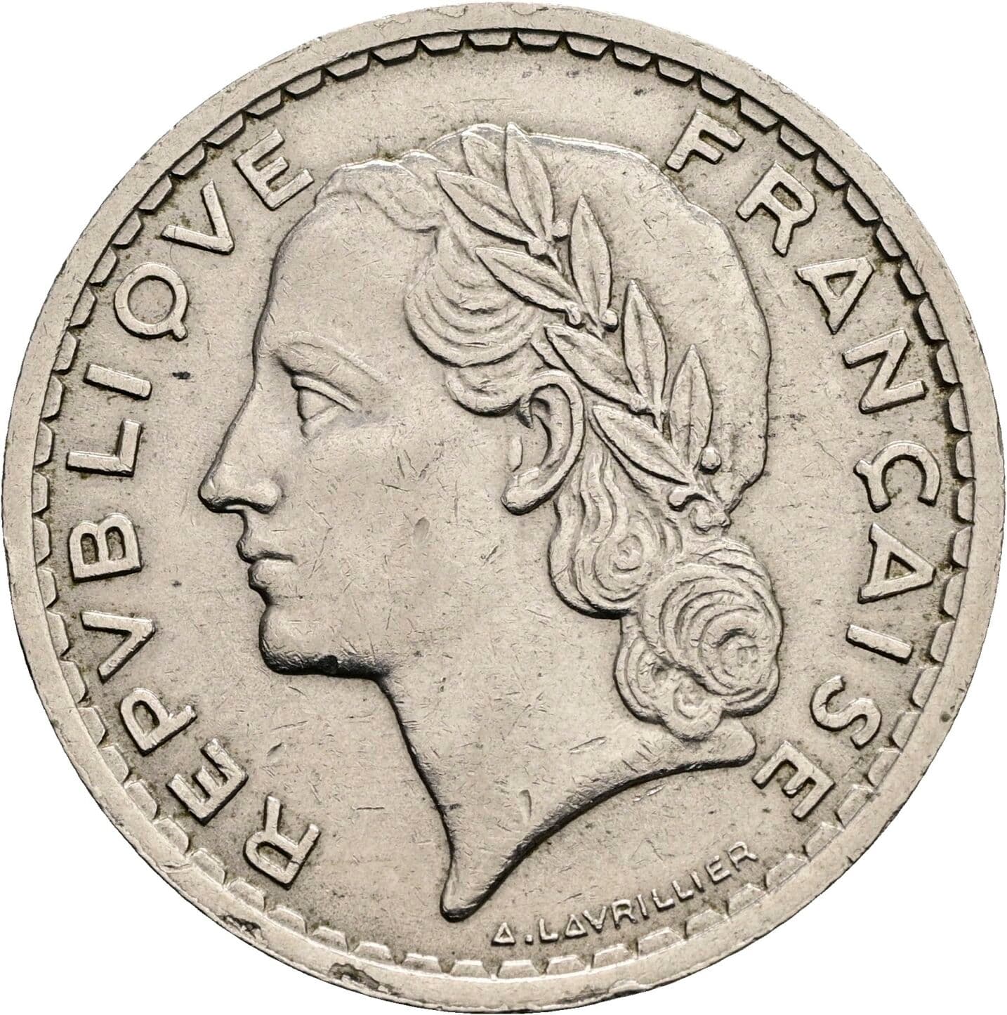 5 Francs 1938 – Rückseite