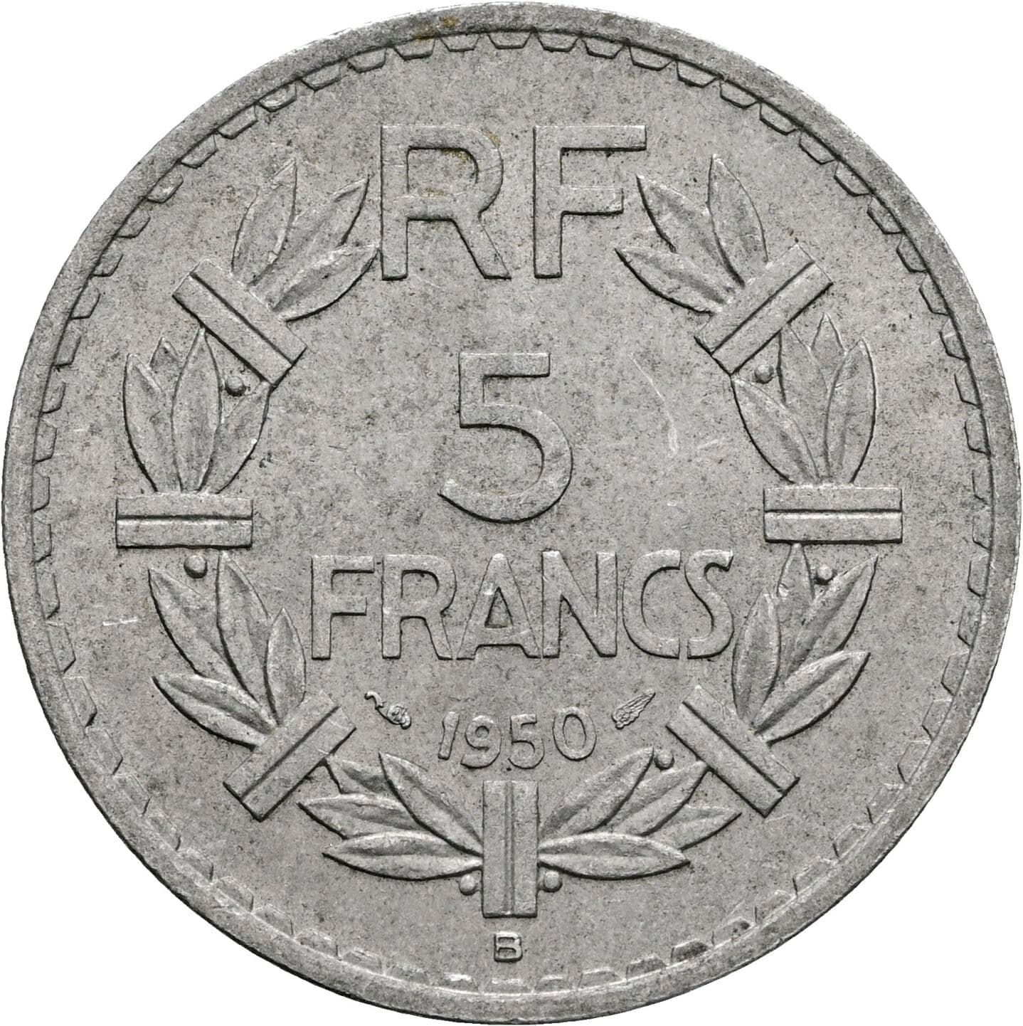 5 Francs 1950 B – Rückseite