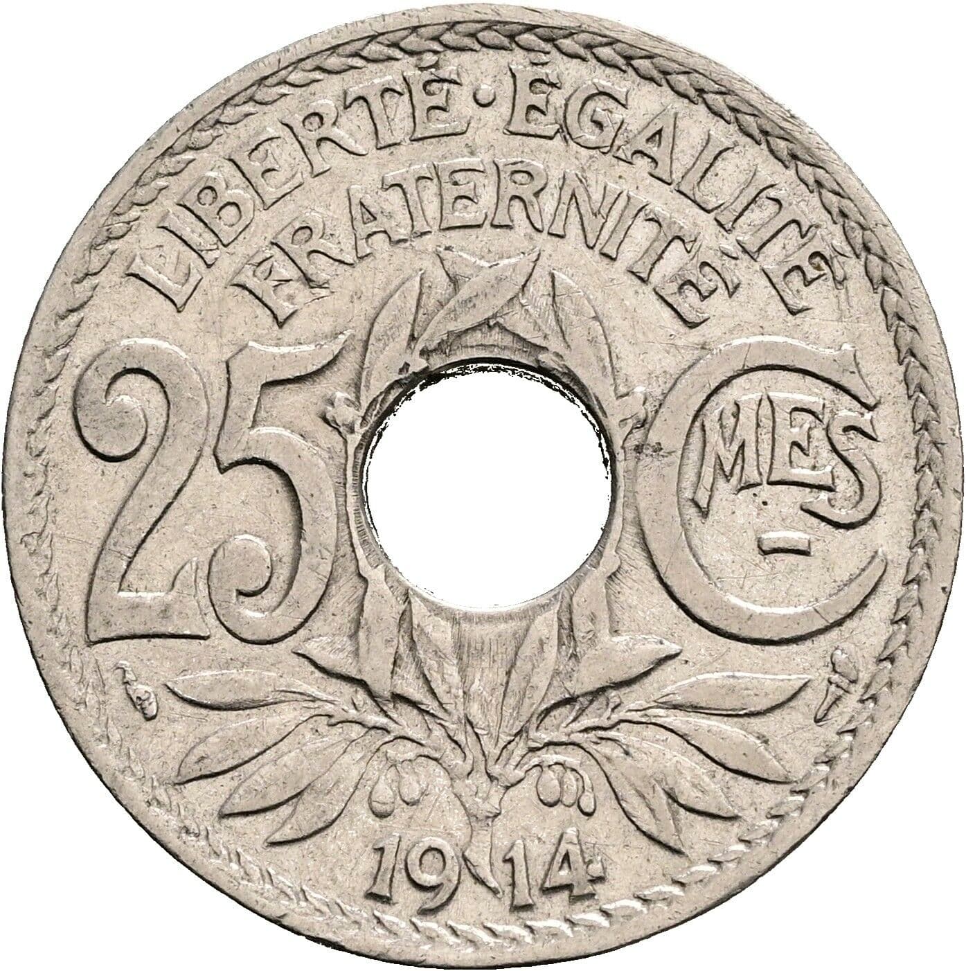 25 Centimes 1914 – Vorderseite