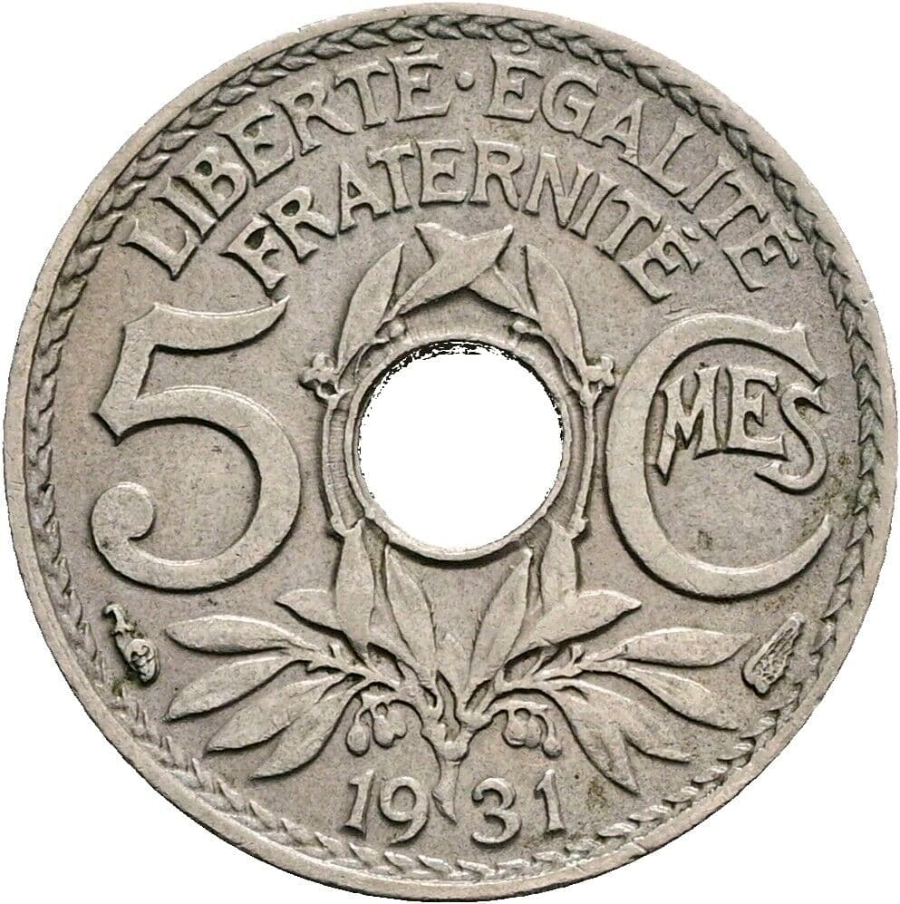 5 Centimes 1931 – Vorderseite