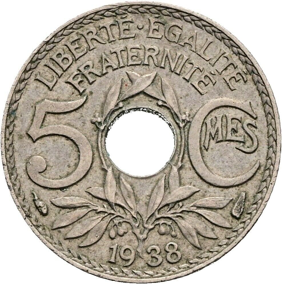 5 Centimes 1938 – Vorderseite