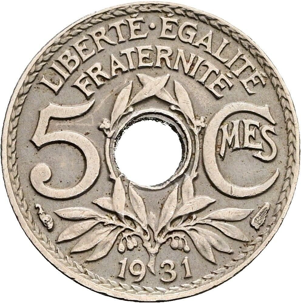 5 Centimes 1931 – Vorderseite
