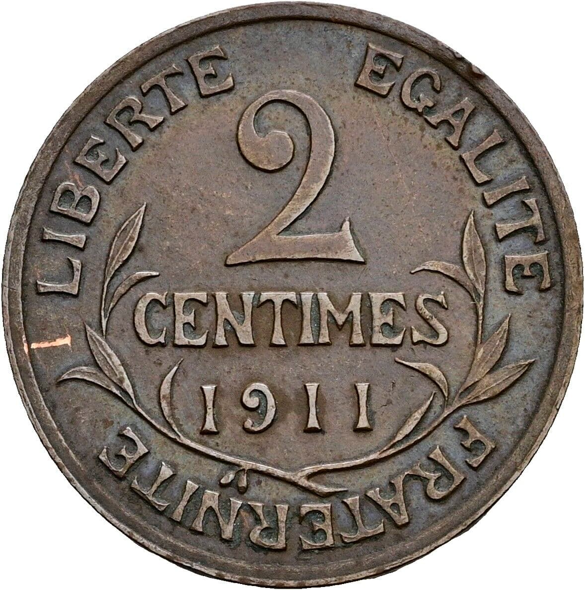 2 Centimes 1911 – Vorderseite