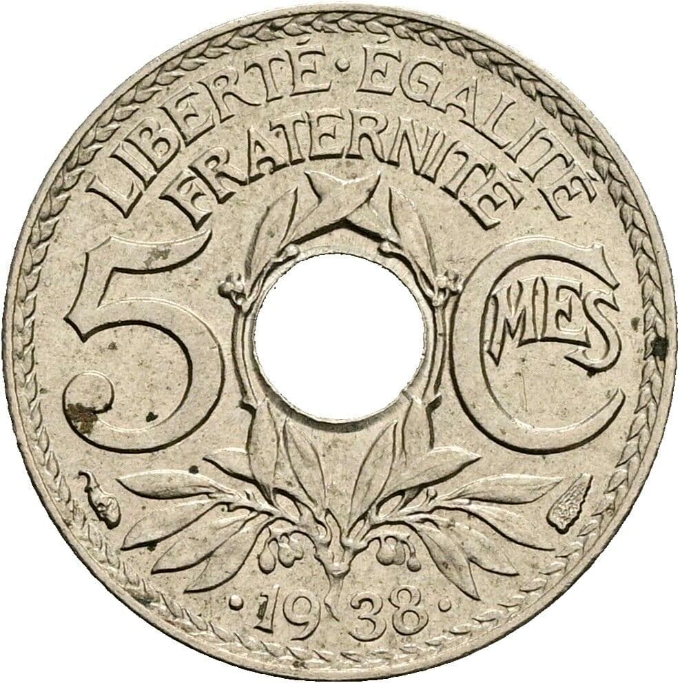 5 Centimes 1938 – Vorderseite