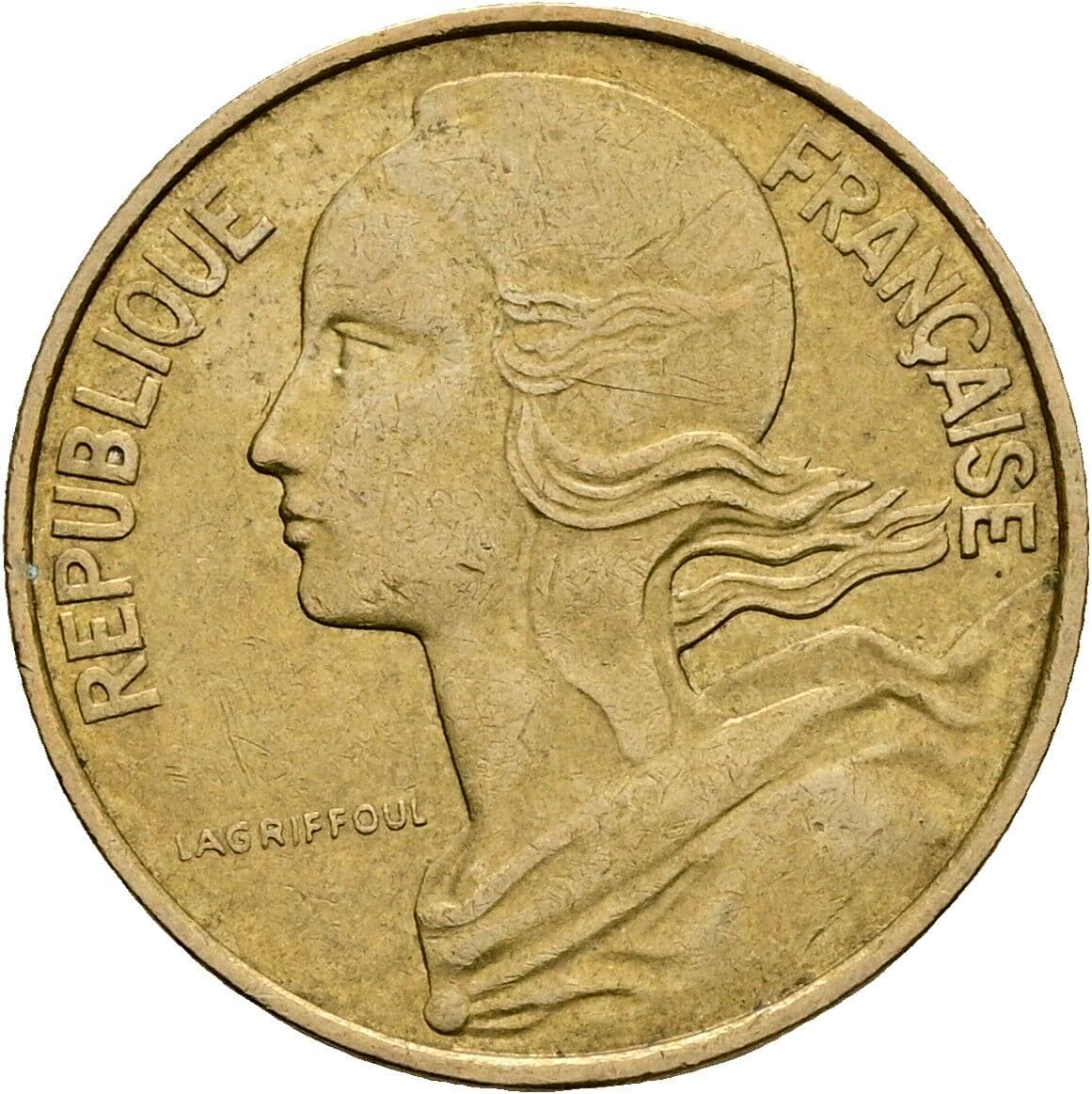 10 Centimes 1977 – Rückseite