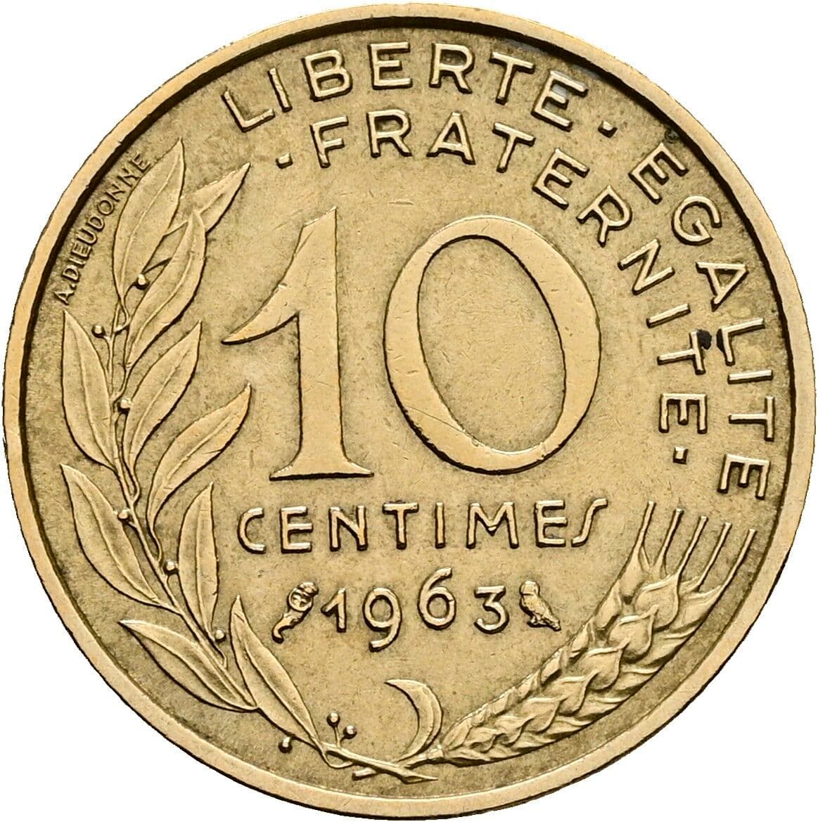 10 Centimes 1963 – Rückseite