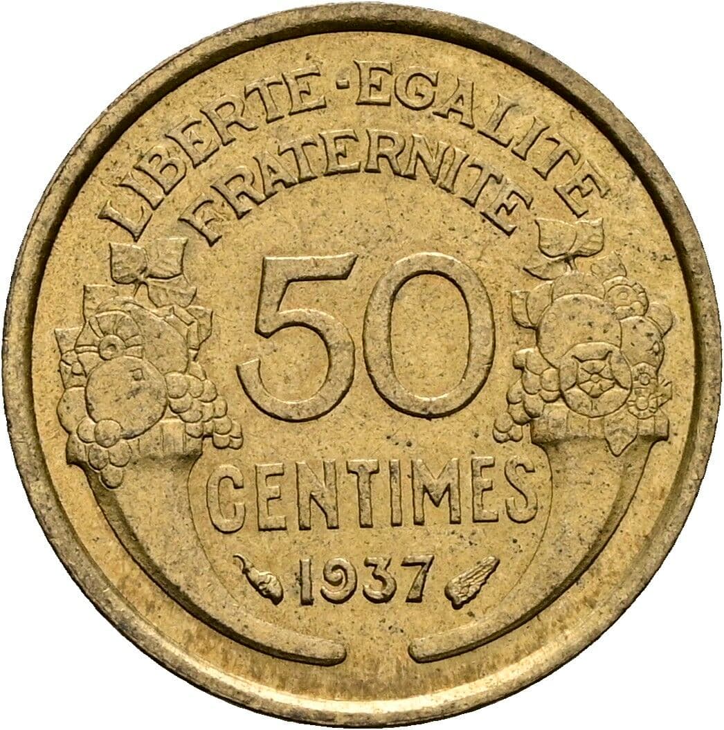 50 Centimes 1937 – Vorderseite