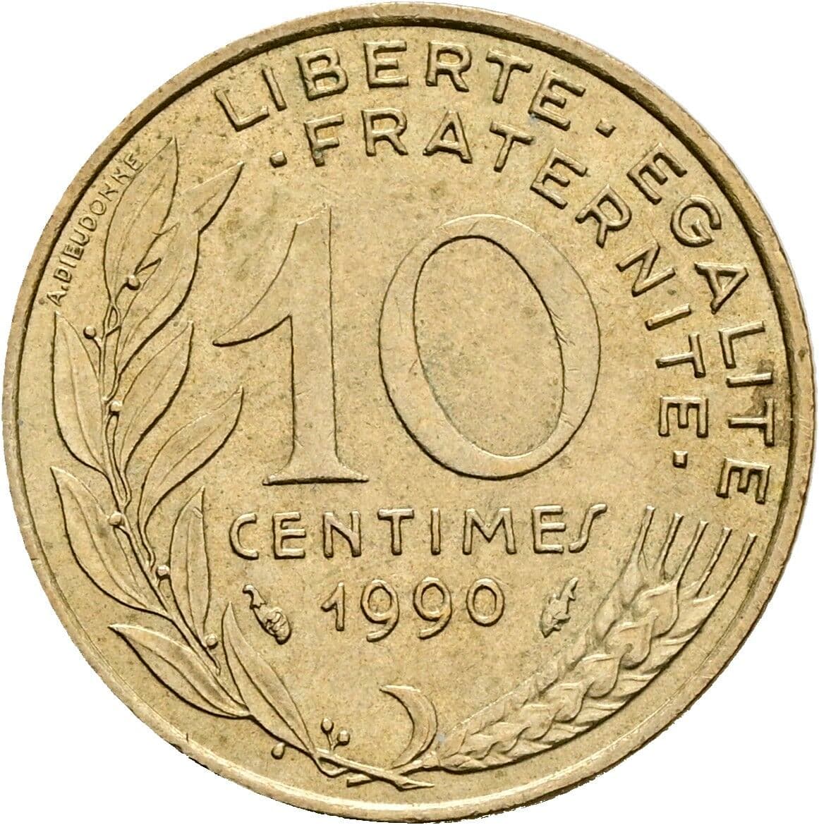 10 Centimes 1990 – Vorderseite