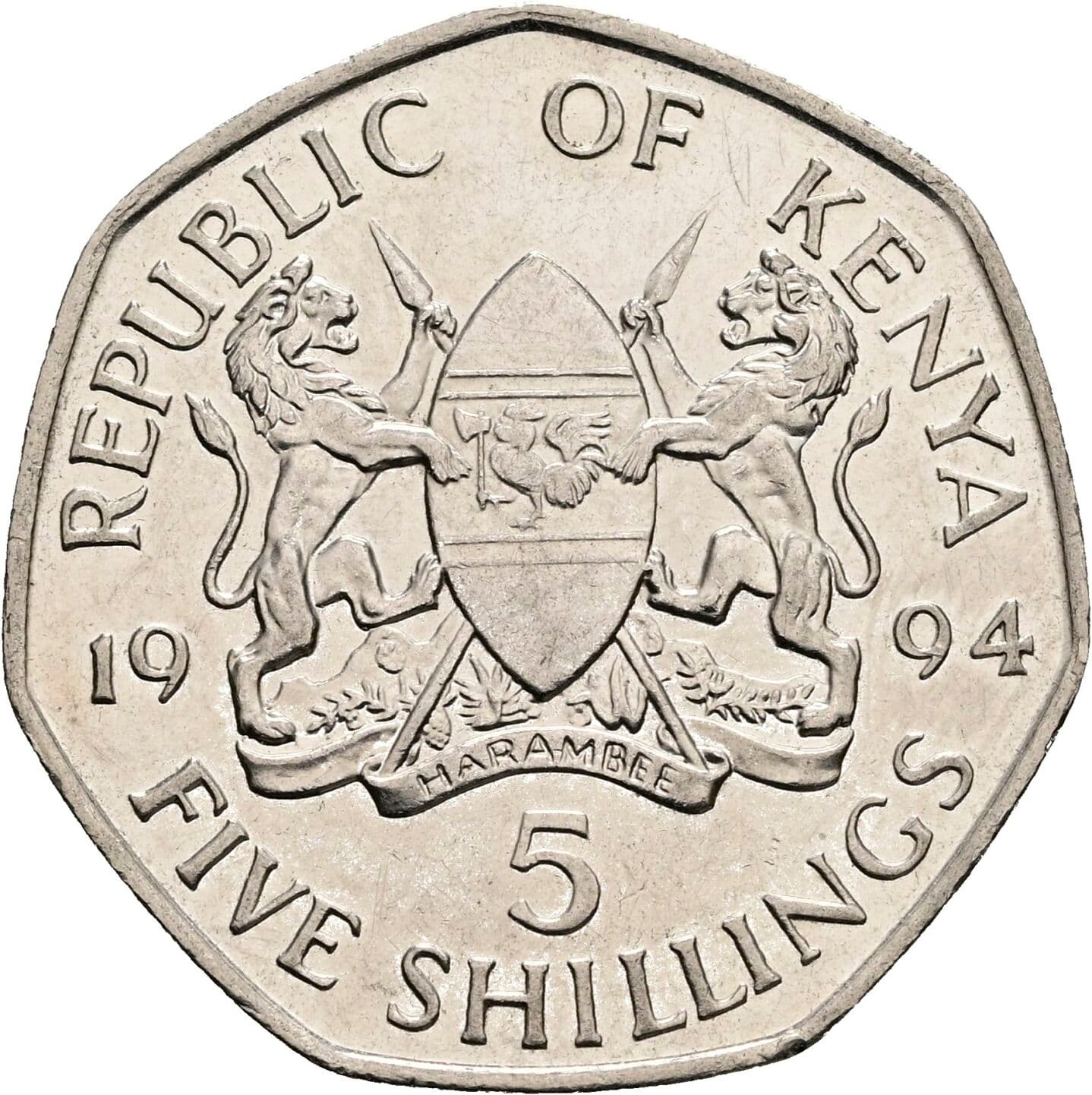 5 Shillings 1994 – Rückseite
