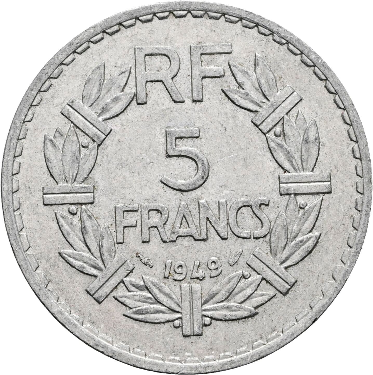 5 Francs 1949 – Rückseite