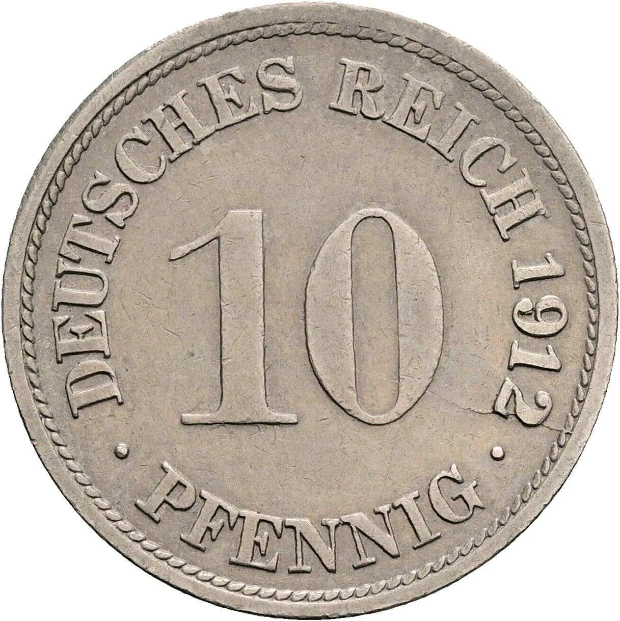 10 Pfennig 1912 F – Vorderseite