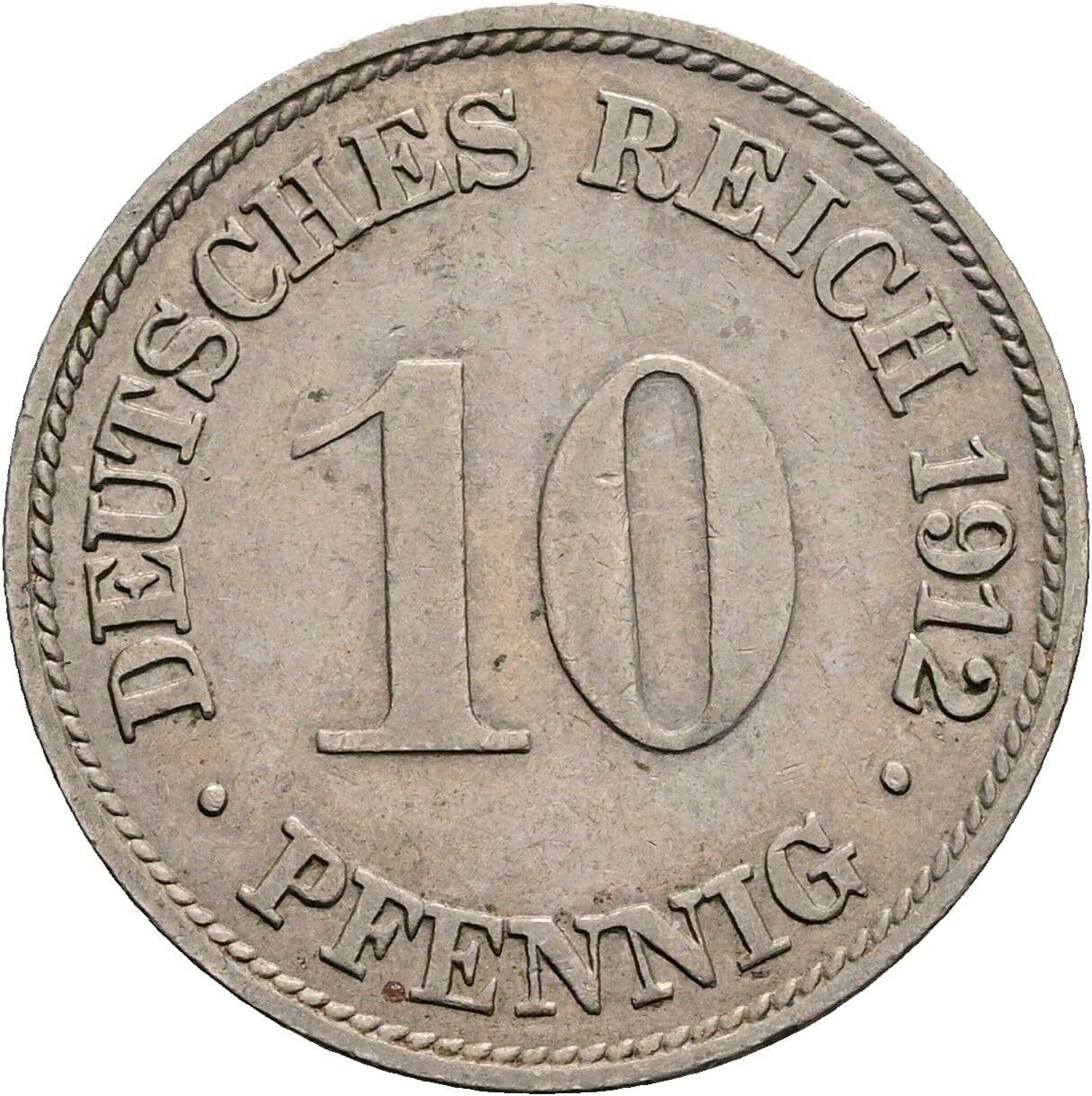 10 Pfennig 1912 G – Vorderseite