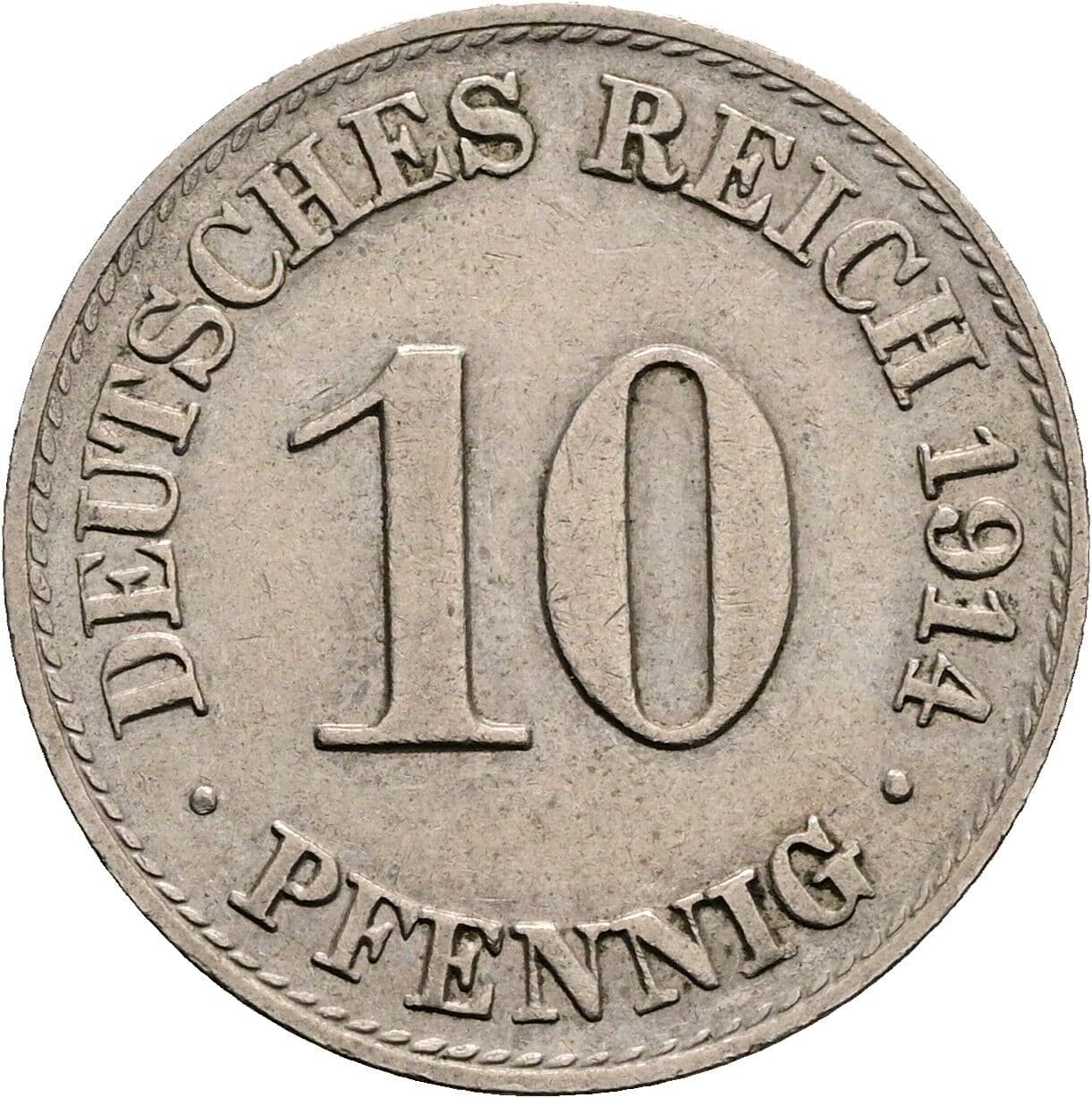10 Pfennig 1914 A – Vorderseite