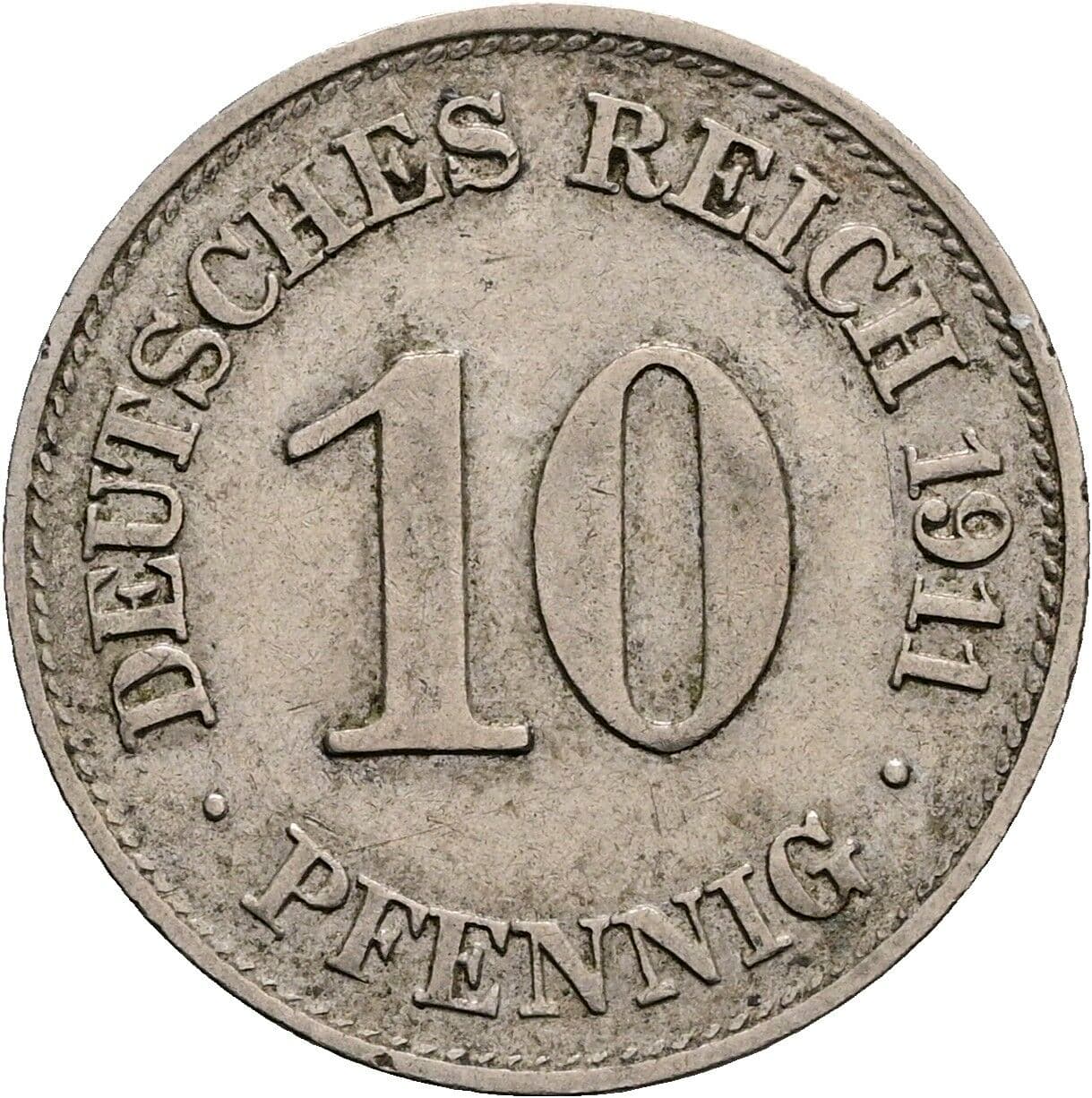 10 Pfennig 1911 E – Vorderseite