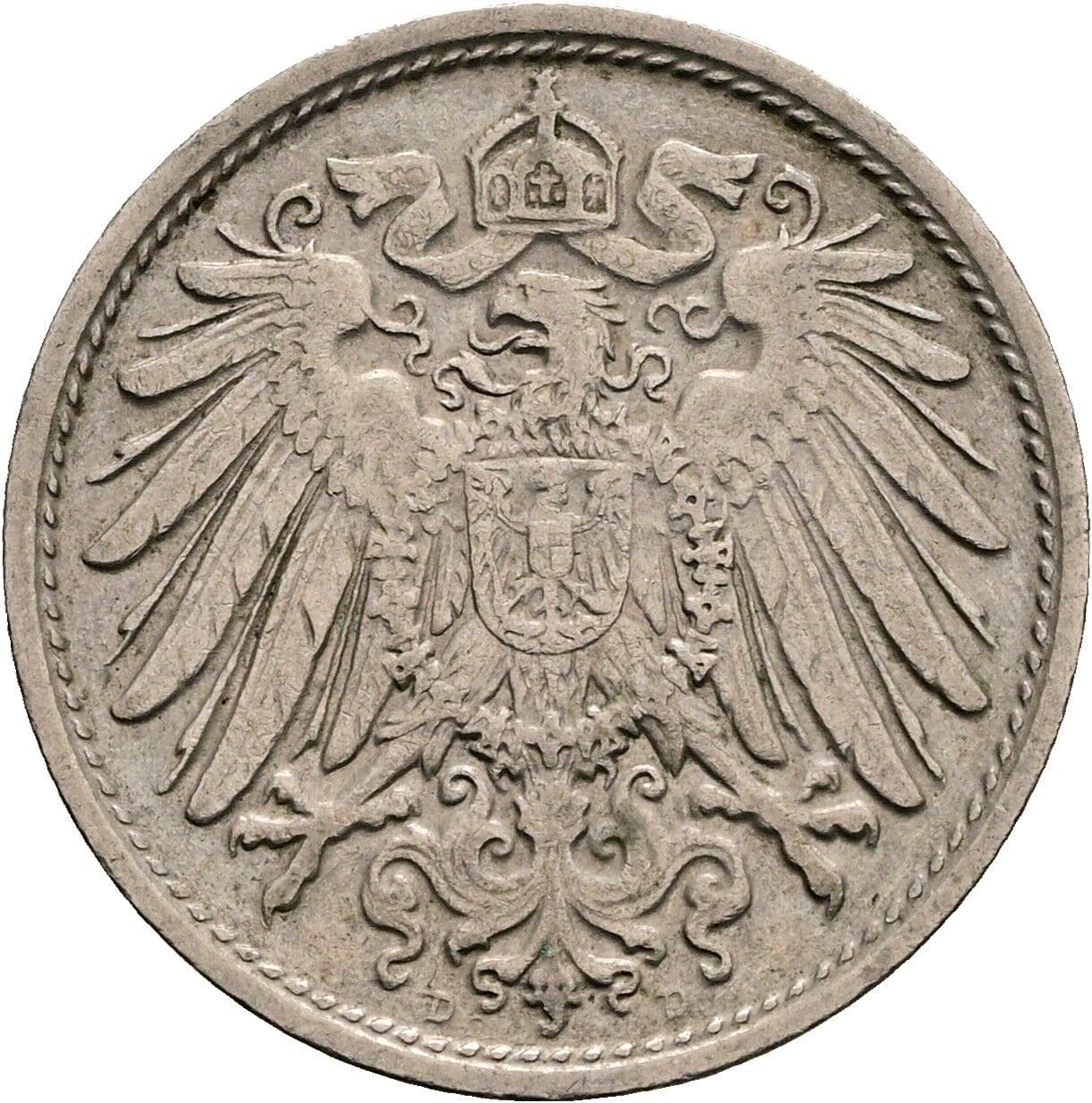 10 Pfennig 1908 D – Rückseite