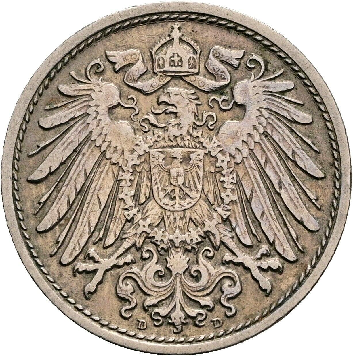 10 Pfennig 1908 D – Rückseite