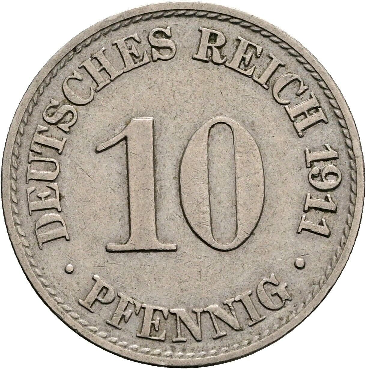 10 Pfennig 1911 A – Vorderseite