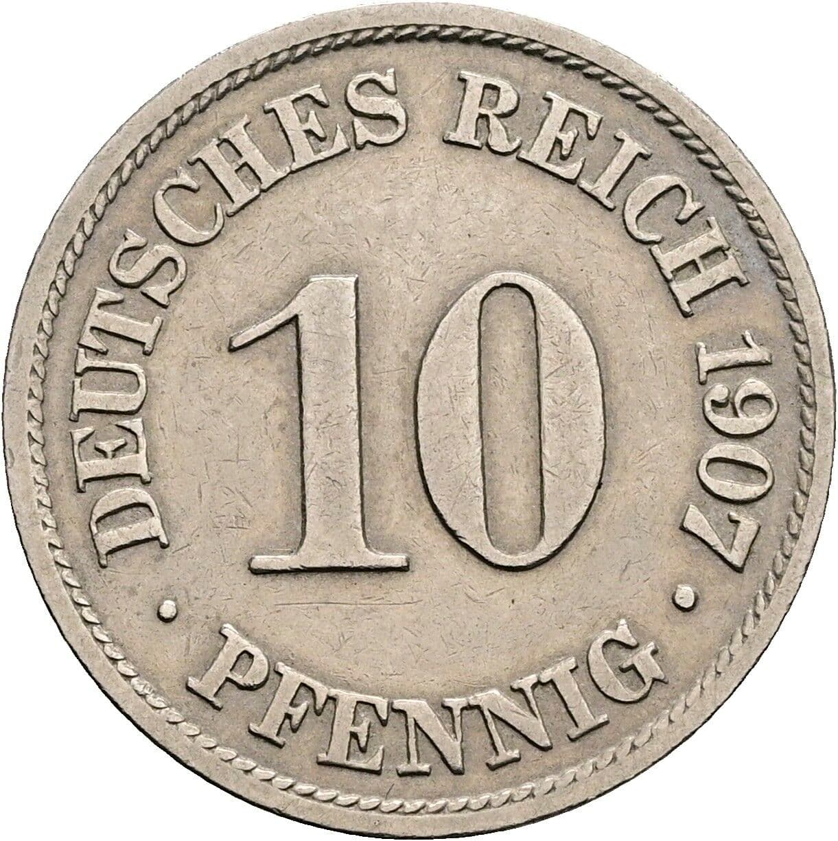 10 Pfennig 1907 A – Vorderseite