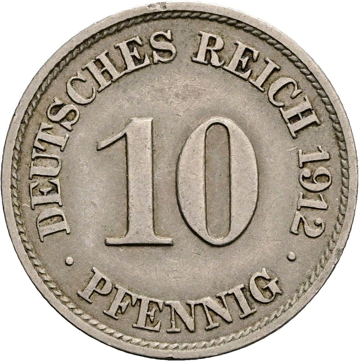 10 Pfennig 1912 J – Vorderseite