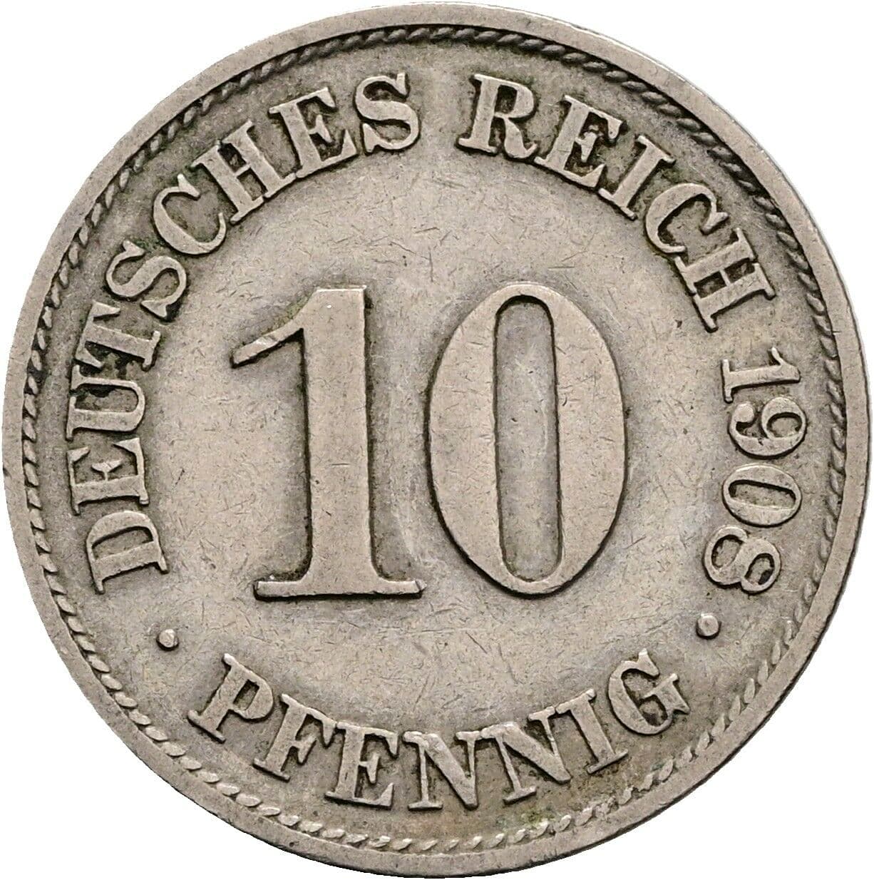 10 Pfennig 1908 A – Vorderseite