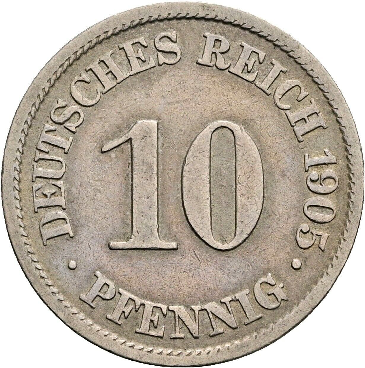 10 Pfennig 1905 A – Vorderseite