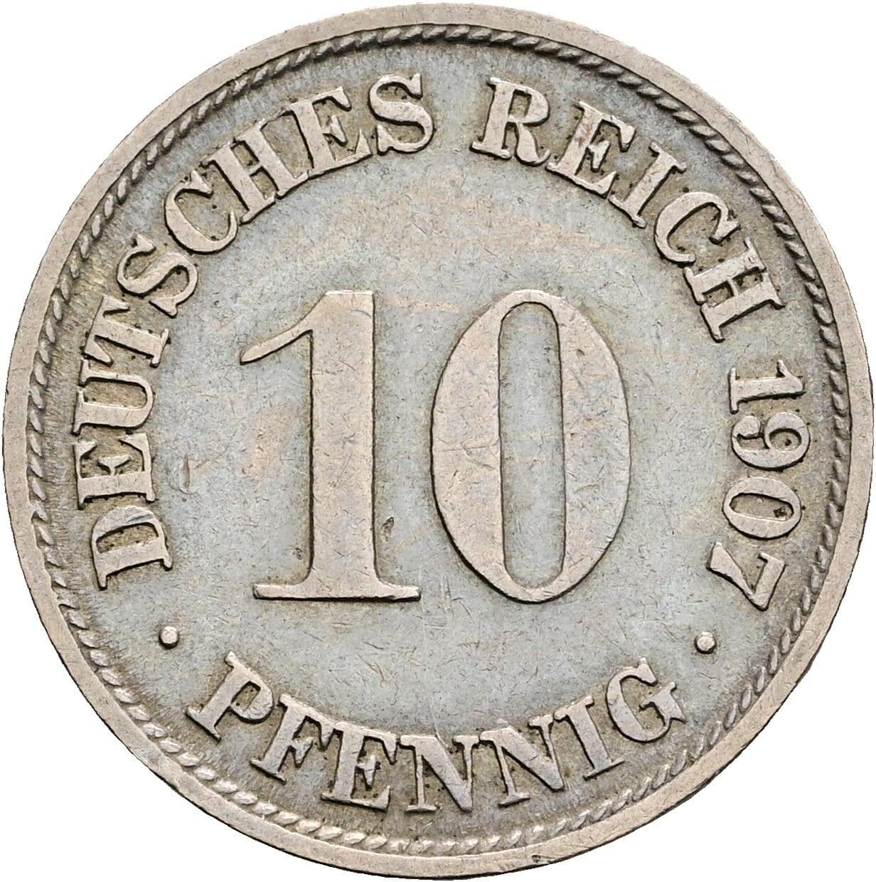 10 Pfennig 1907 F – Vorderseite