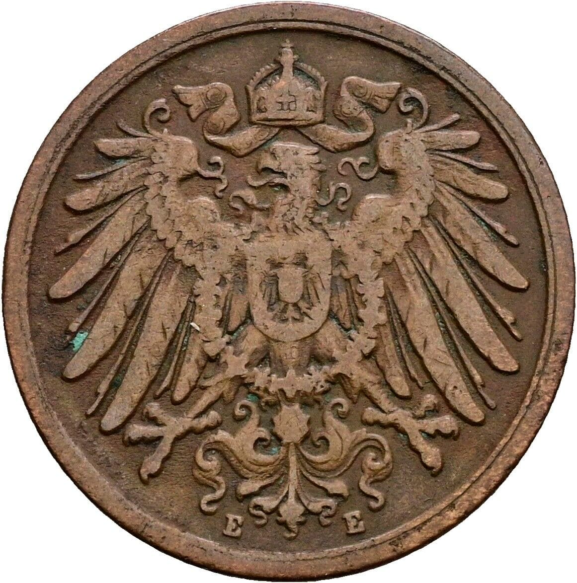 2 Pfennig 1906 E – Rückseite