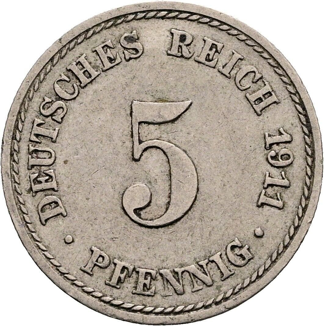 5 Pfennig 1911 A – Vorderseite