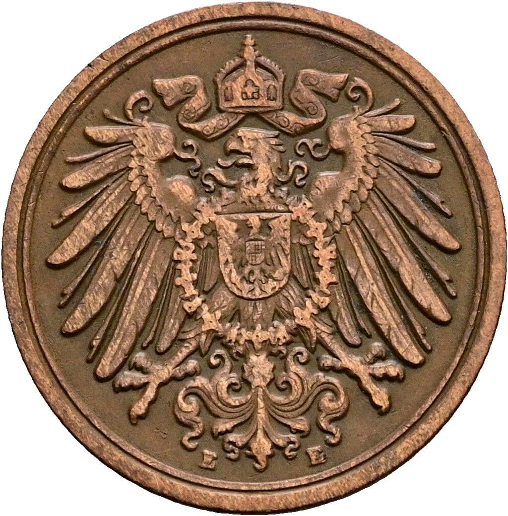 1 Pfennig 1909 E – Rückseite