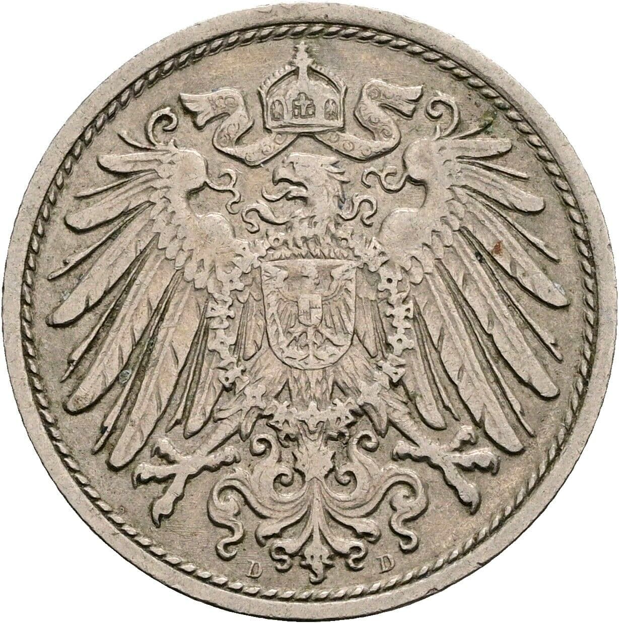 10 Pfennig 1912 D – Rückseite