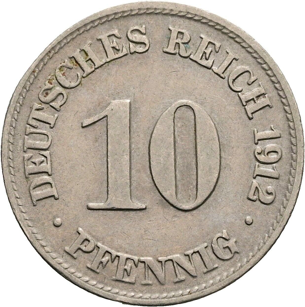 10 Pfennig 1912 D – Vorderseite