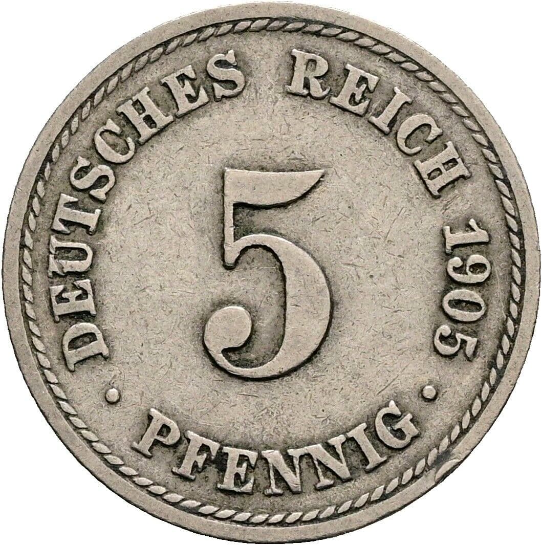 5 Pfennig 1905 A – Vorderseite