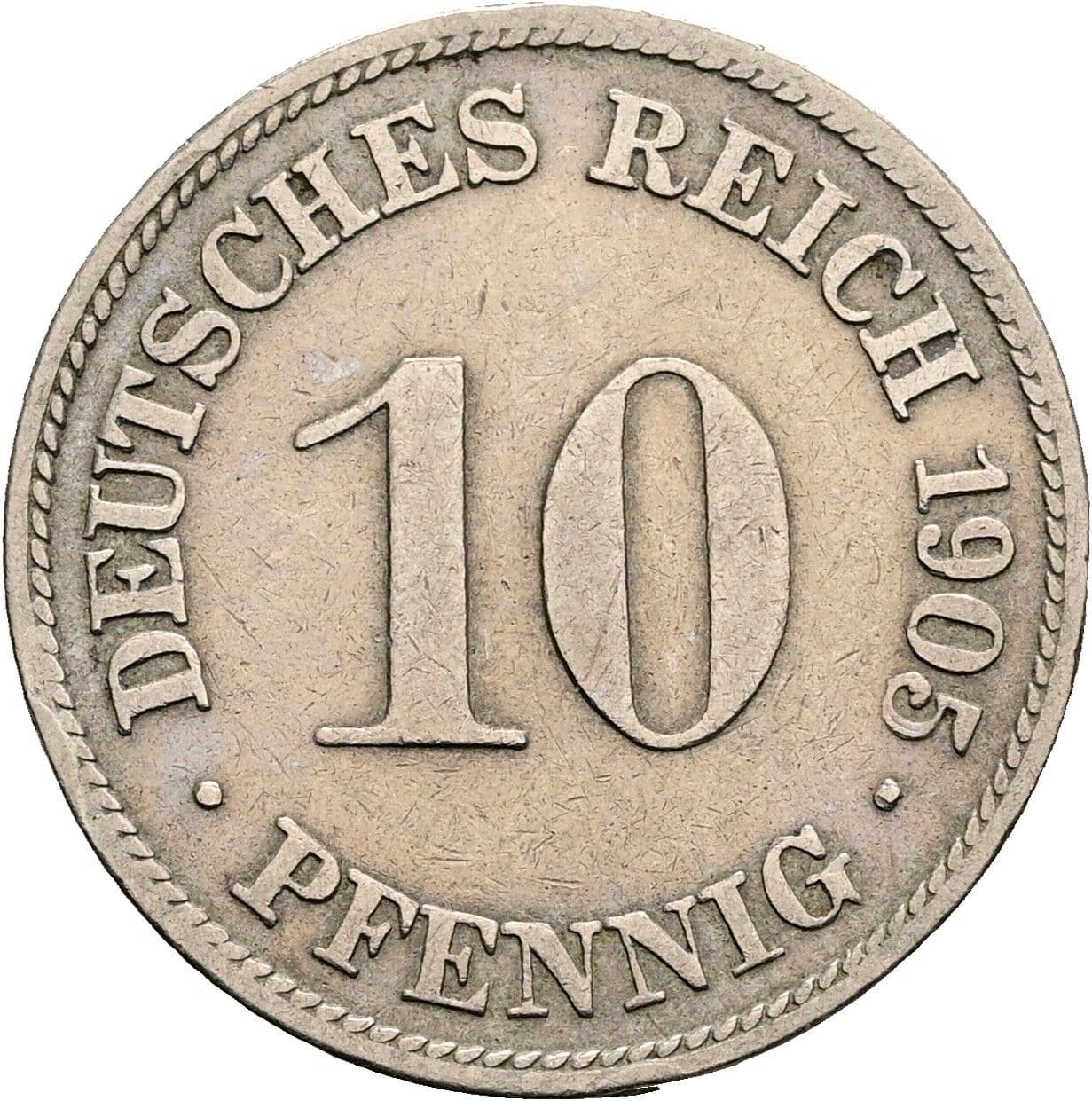 10 Pfennig 1905 D – Vorderseite
