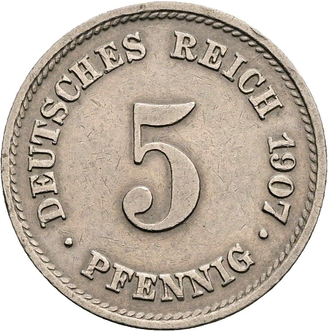 5 Pfennig 1907 E – Vorderseite