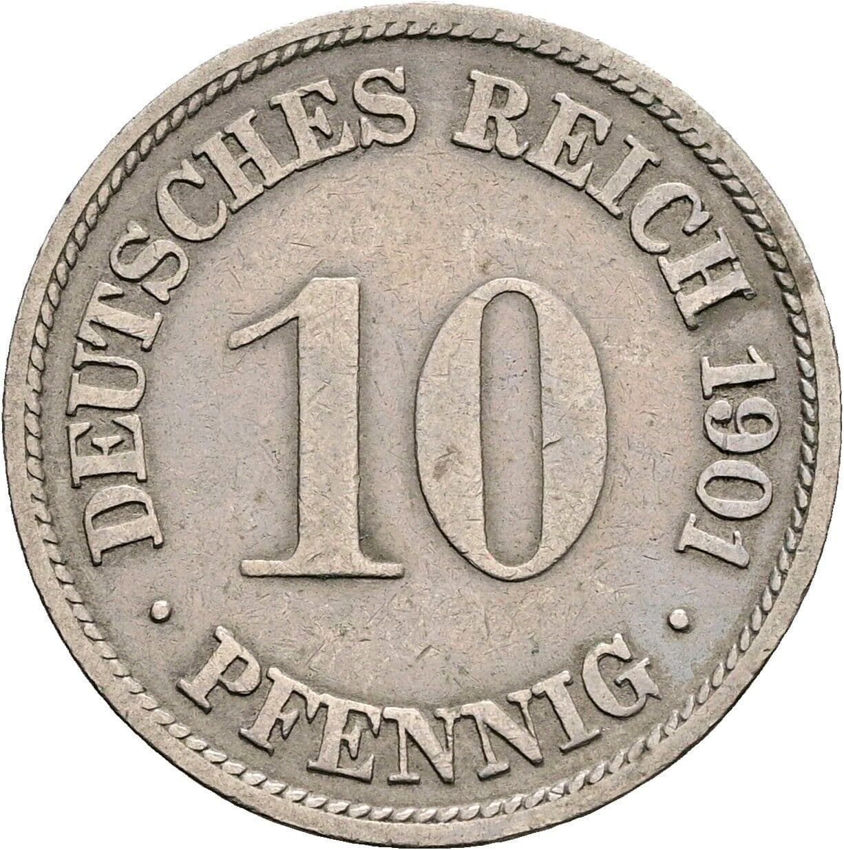 10 Pfennig 1901 F – Vorderseite