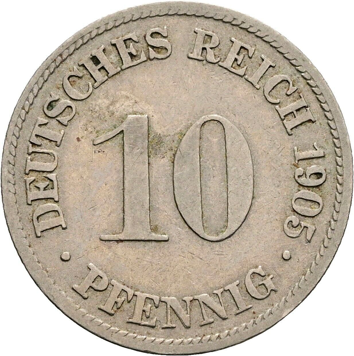 10 Pfennig 1905 D – Vorderseite