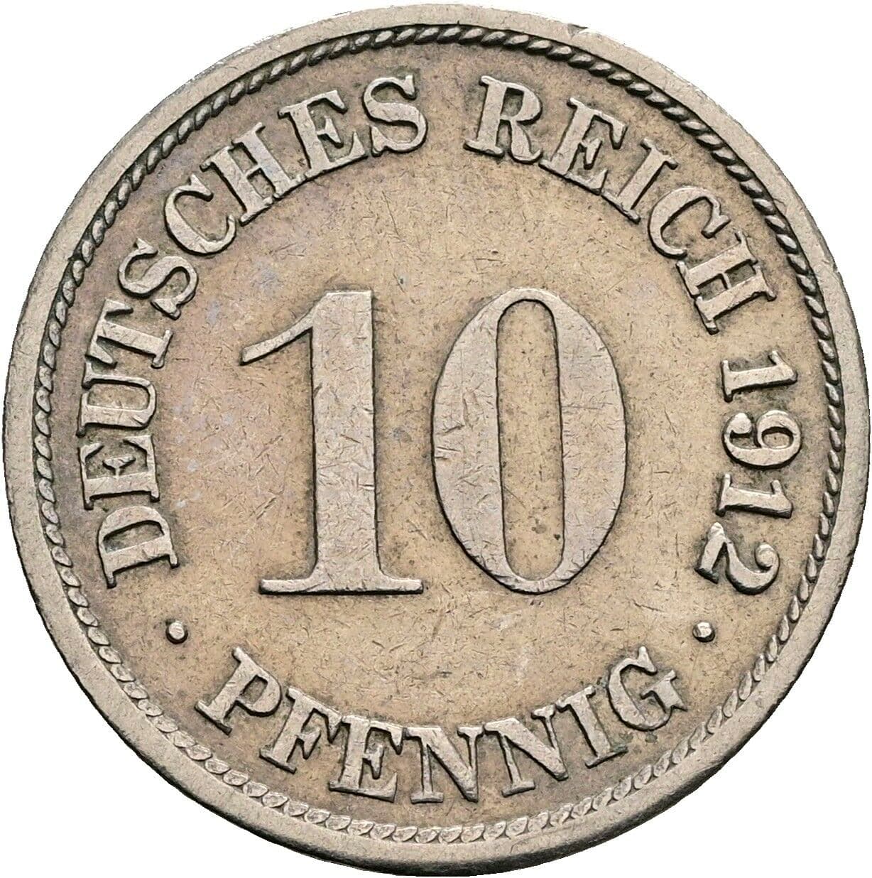 10 Pfennig 1912 F – Vorderseite