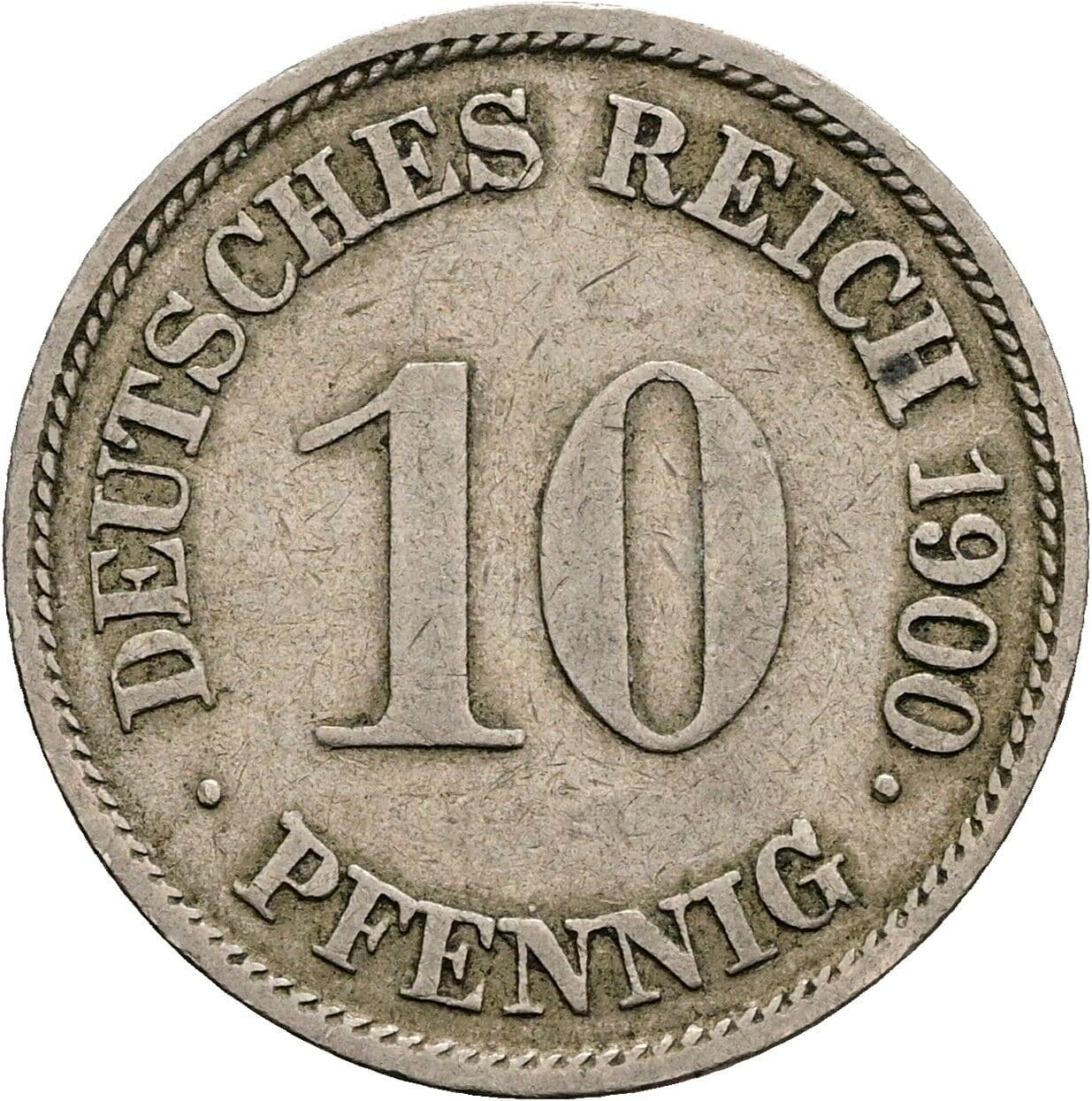 10 Pfennig 1900 G – Vorderseite